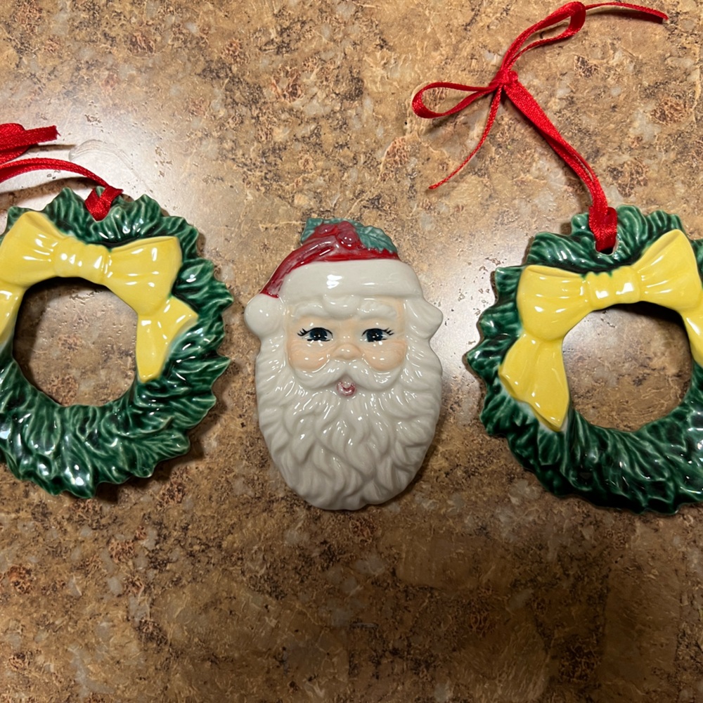 Set of 3 Handmade Ceramic Christmas Ornaments